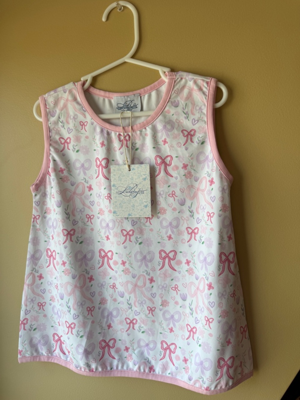 Little Bear Smocks Bow Print Tank | NWT | Size 5 | Pink Coquette Top